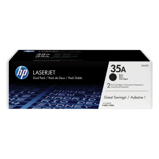 HP 35A NOIR (CB435AD) - PACK DE 2 TONERS HP LASERJET D'ORIGINE