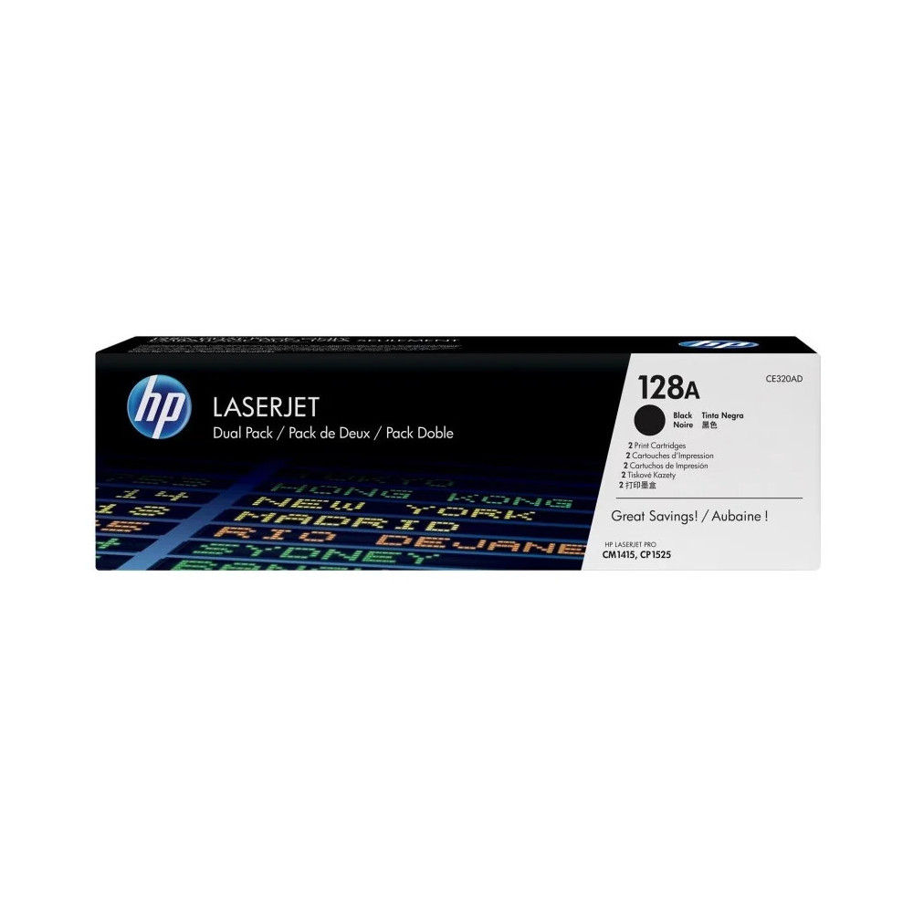 HP 128A NOIR (CE320AD) - PACK DE 2 TONERS HP LASERJET D'ORIGINE