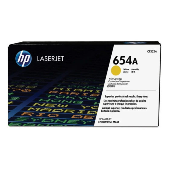 HP 654A JAUNE (CF332A) - TONER HP LASERJET D'ORIGINE