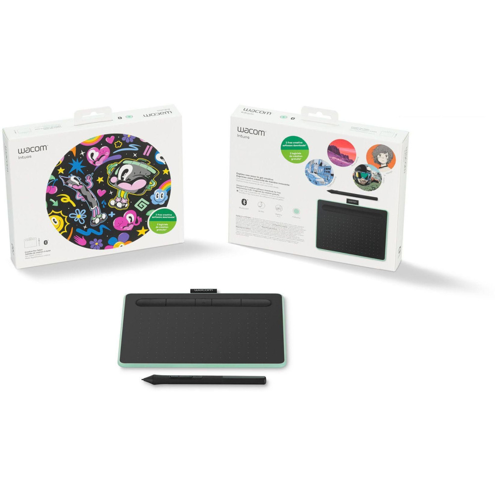 TABLETTE GRAPHIQUE WACOM INTUOS PETITE - USB & BLUETOOTH - COULEUR PISTACHE (CTL-4100WLE-S)